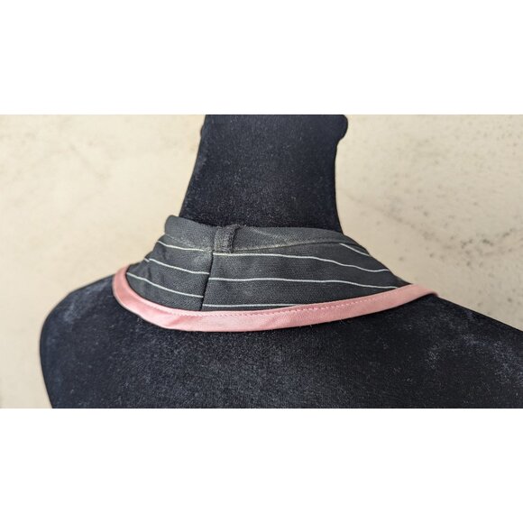 💜Pinstripe Halter Dress with Pink Rose Accent - Picture 4 of 13